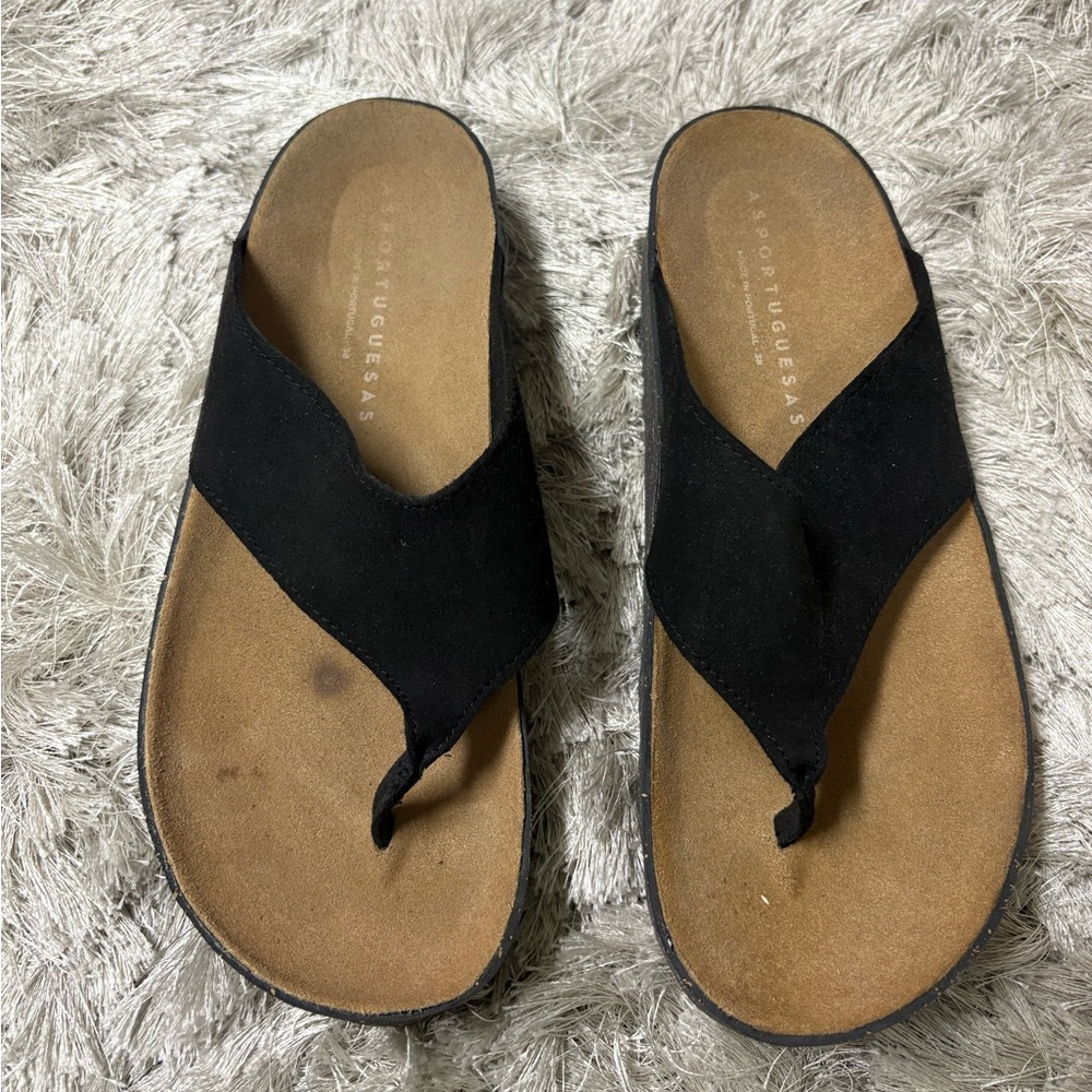 Asportuguesas Black Suede Sandals